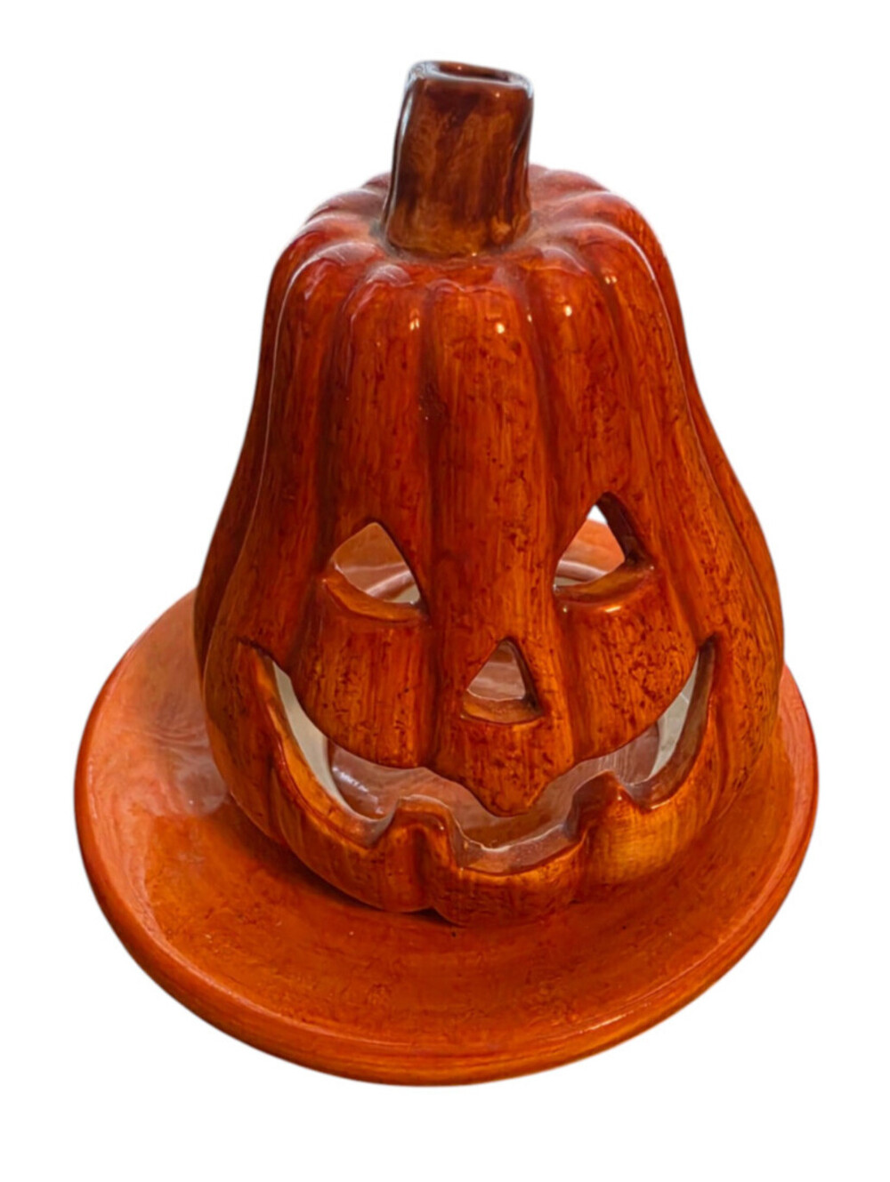Vintage Retired Yankee Candle Tea light Holder Halloween Jack o lantern Pumpkin